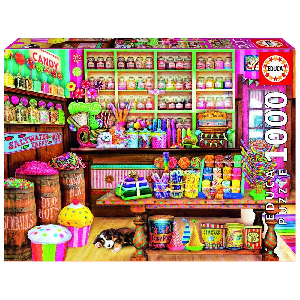 Educa, Магазин за бонбони с домашен любимец, пъзел 1000 части