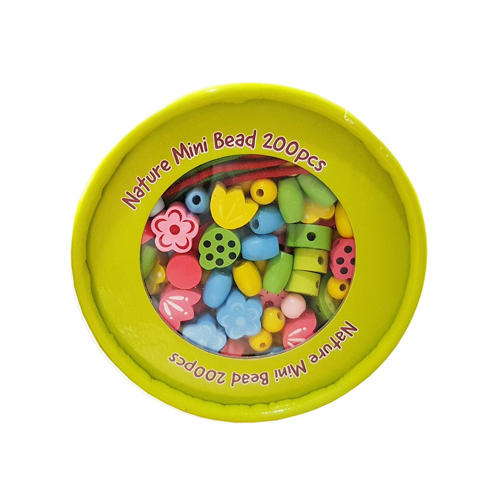 Lelin Toys, Комплект дървени мъниста за нанизване, 200 броя