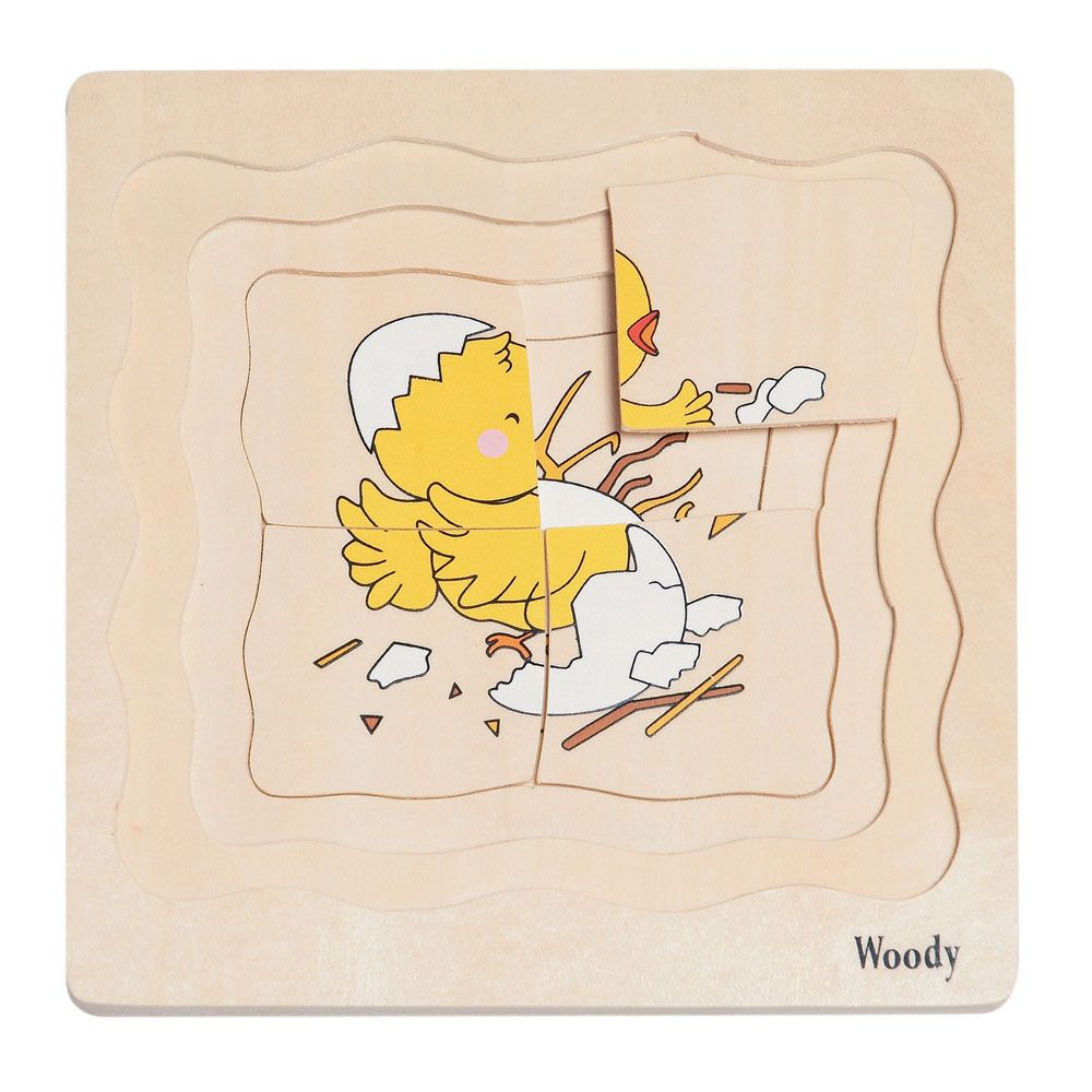 Дървен многослоен пъзел, Яйце и кокошка