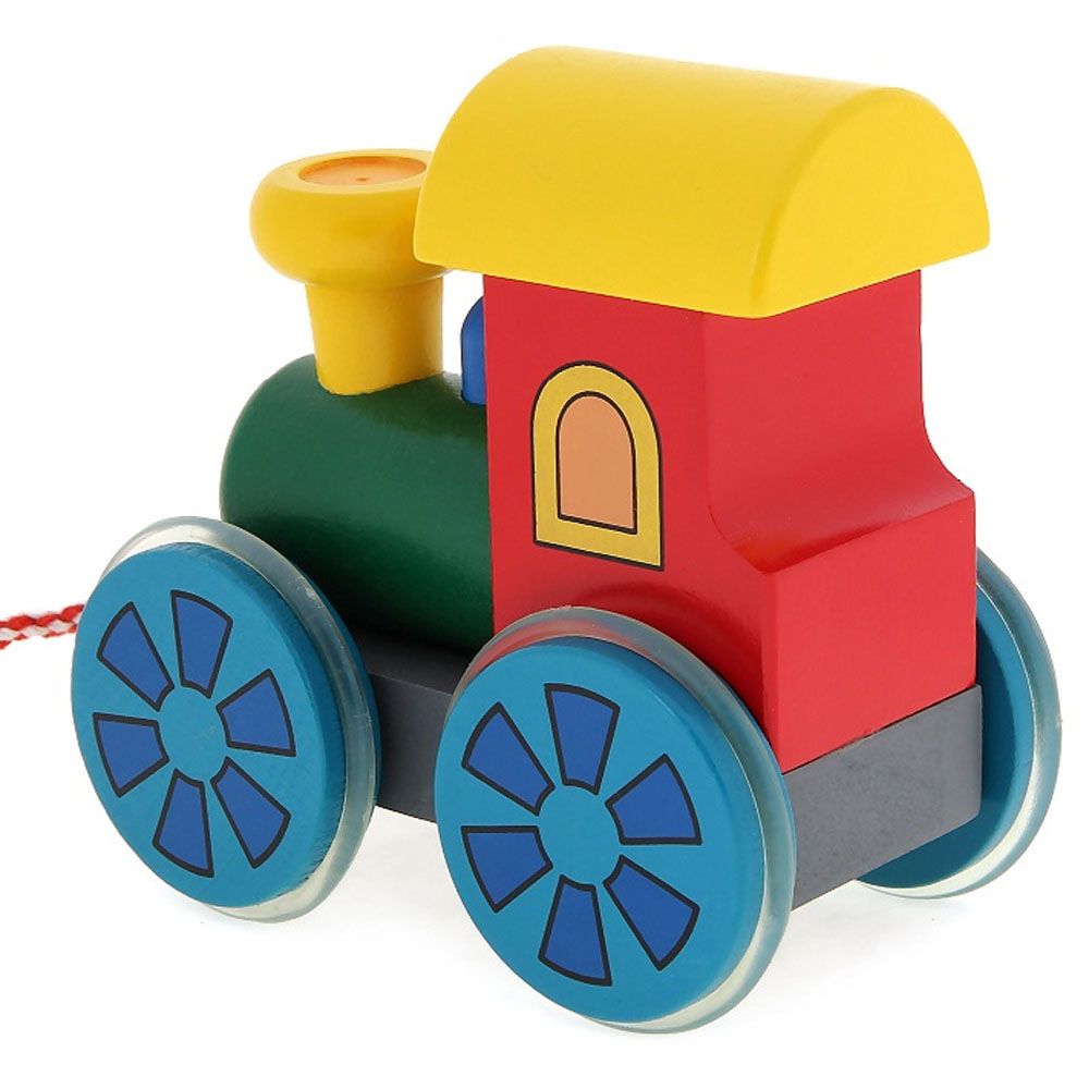 Играчка за дърпане Веселото локомотивче