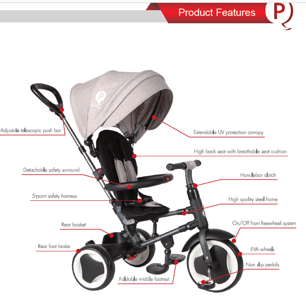 Триколка Rito Deluxe, 3 в 1, сива