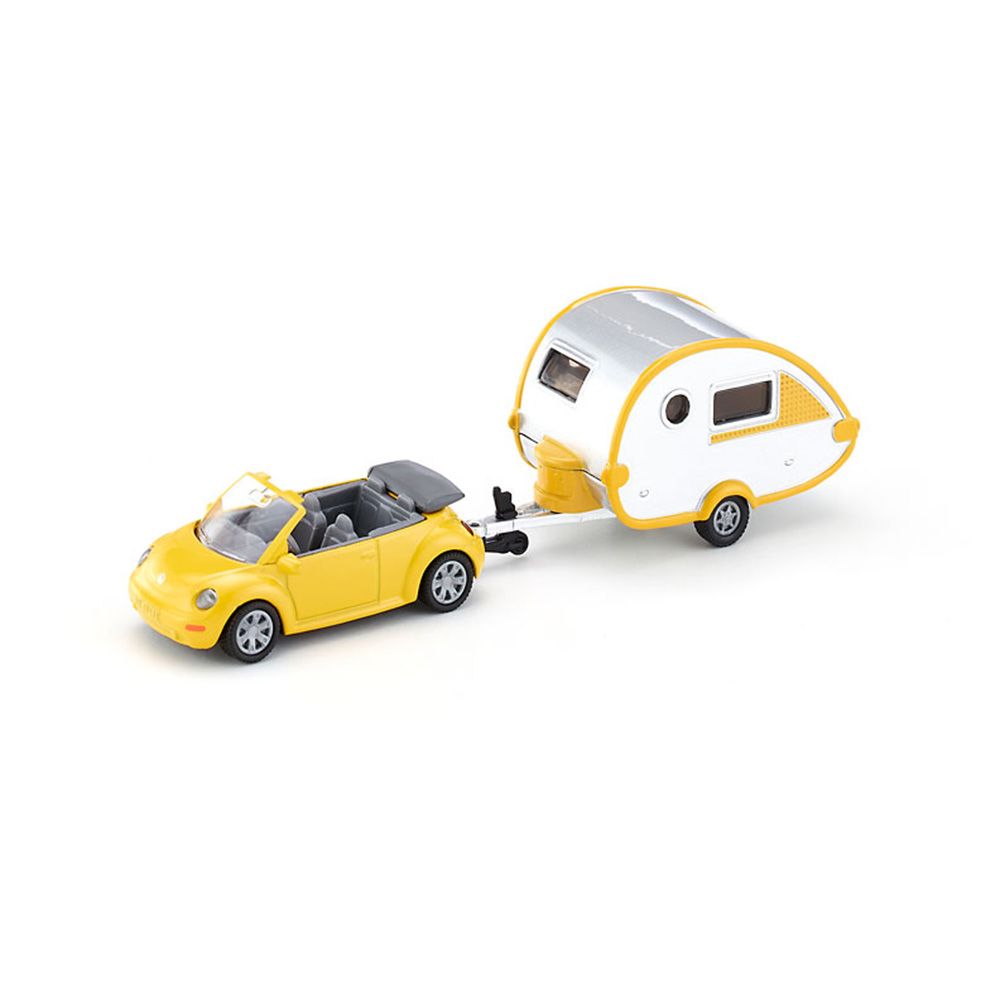 Siku, Метална кола Volkswagen Beetle New кабрио с каравана