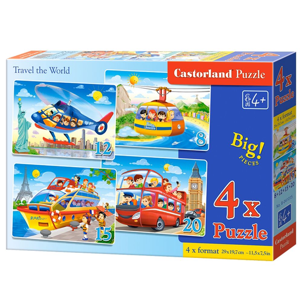 Castorland, Пътуване по света, пъзел с 8, 12, 15 и 20 елемента