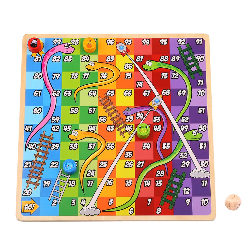 Дървени игри, Не се сърди човече и Змии и стълби, 2 в 1