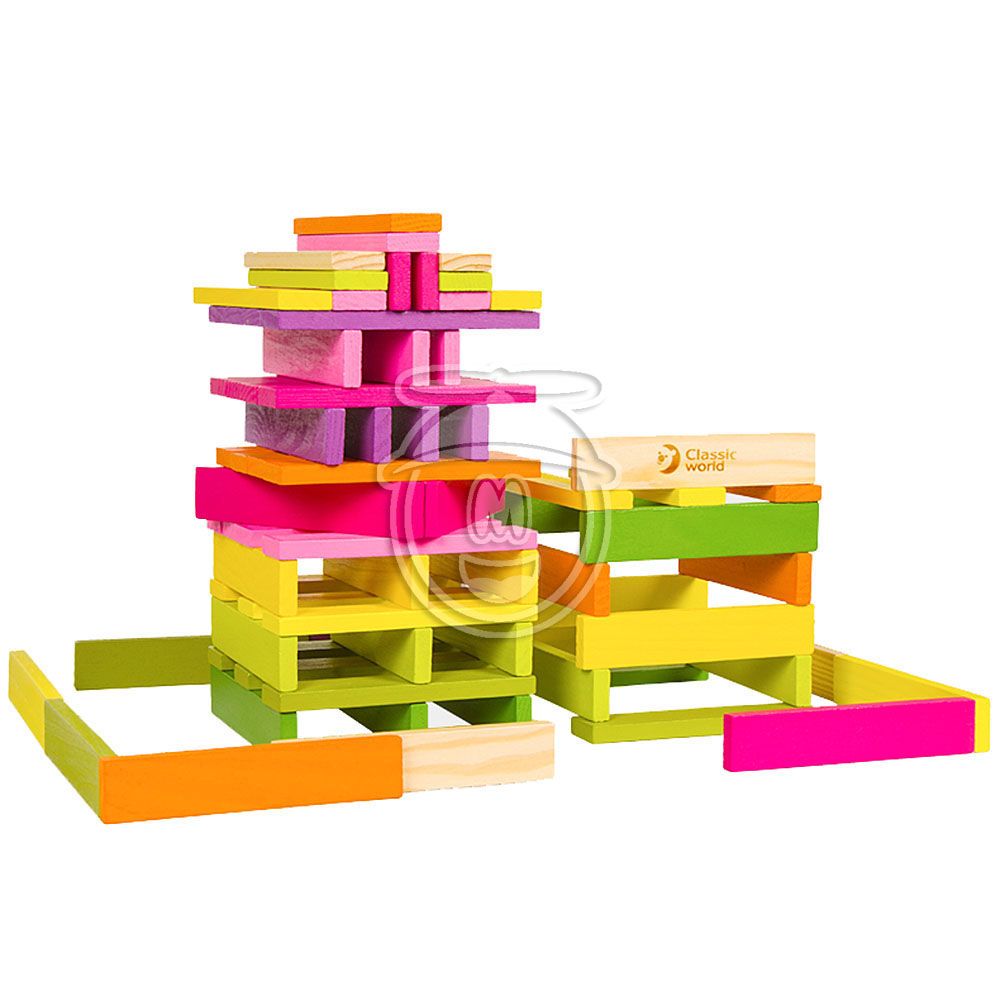 Конструктор от дървени цветни летвички, 100 части