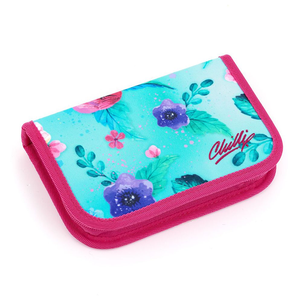 TOPGAL, Ученически несесер с един цип, Син с цветя