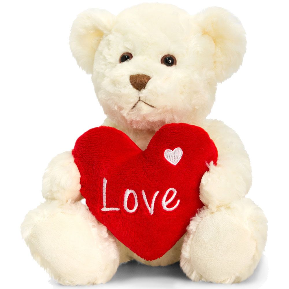 За влюбени, Мече Бакстър, бяло, със сърце, Keel Toys