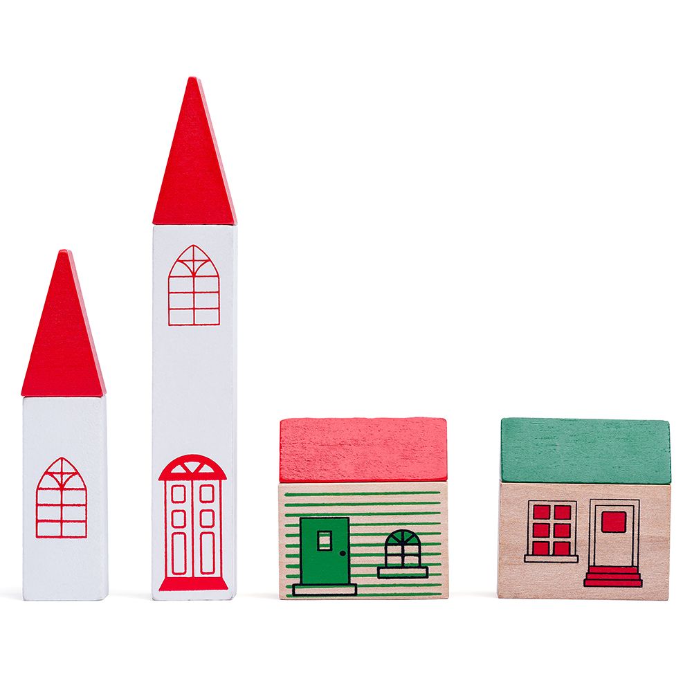 Дървен влак с релси, с пързалка и кран, 130 части