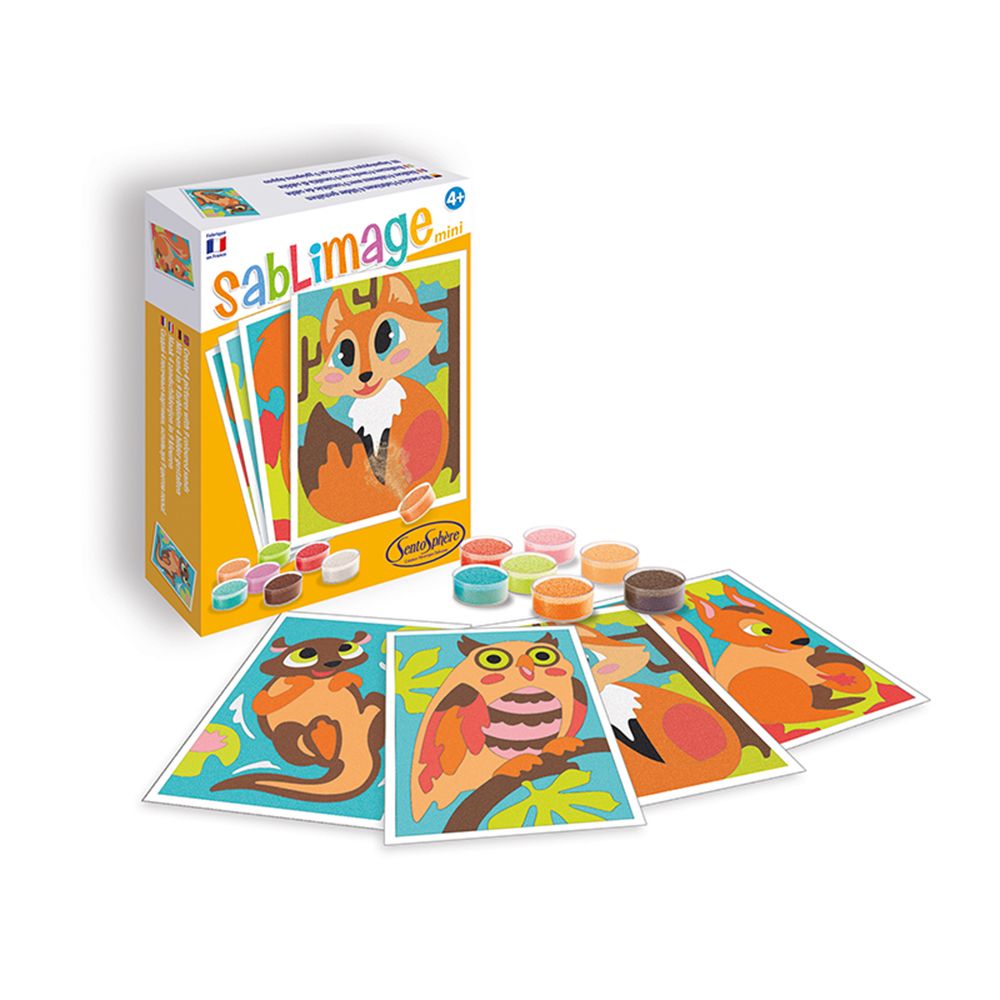 Sablimage Mini, Kомплект за рисуване с цветен пясък, Горски животни, SentoSphere