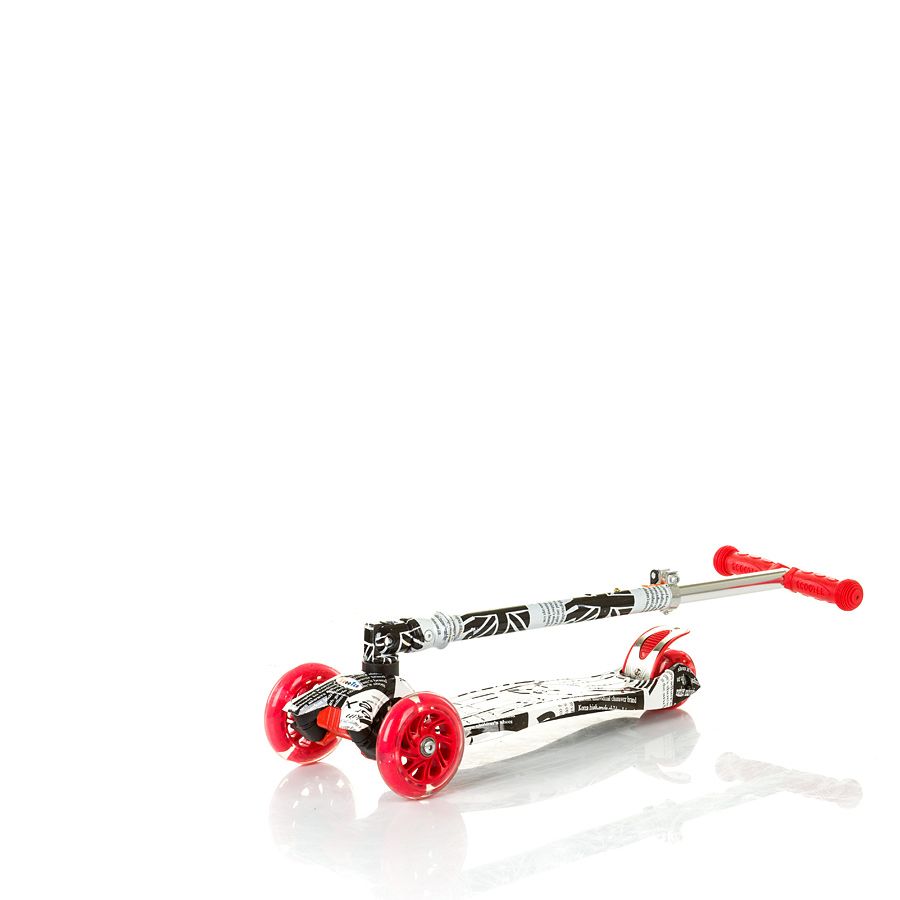 Тротинетка със светещи колела, Бяла, сгъваема