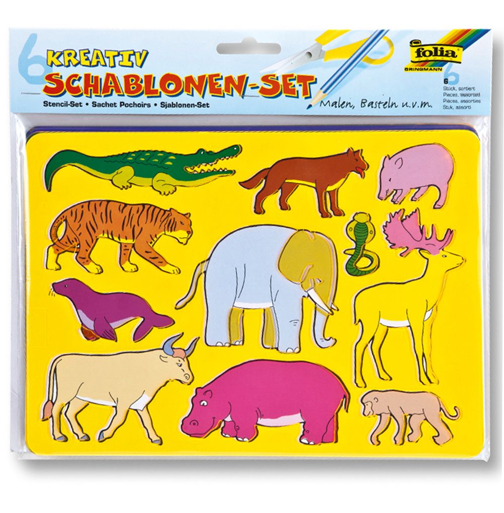 Folia Bringmann, Комплект шаблони за рисуване, Животни, 6 бр.