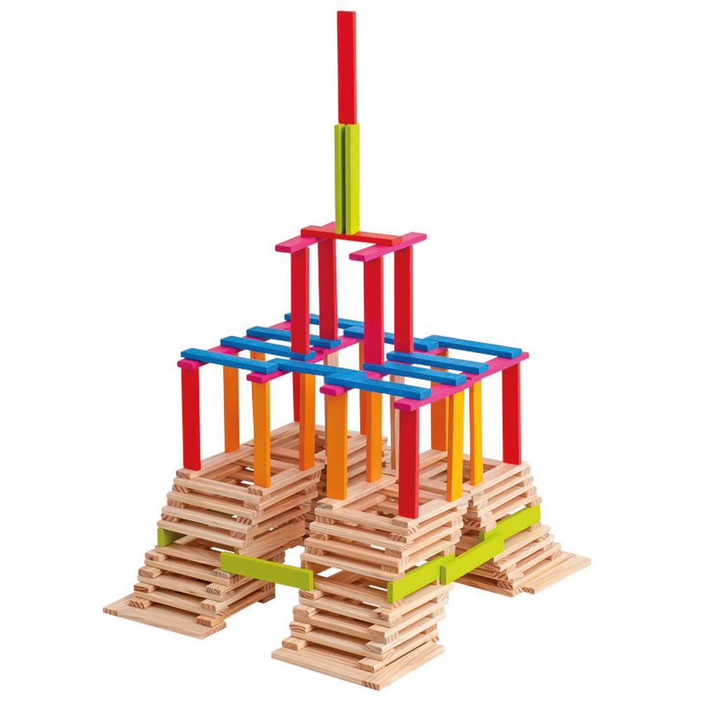 Woodyland, Дървени цветни тухлички Емма, 200 части