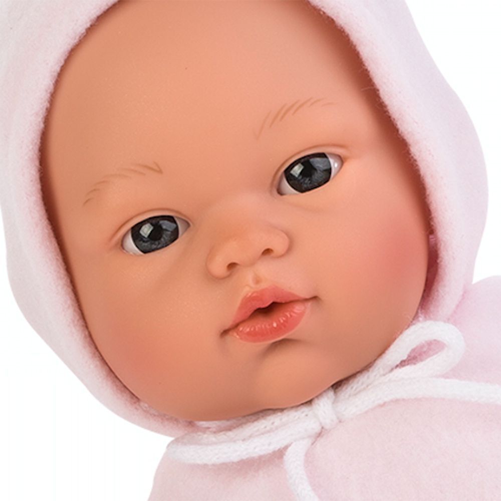 Кукла-бебе, Коке с розова палто и ританки на точки, 36 см