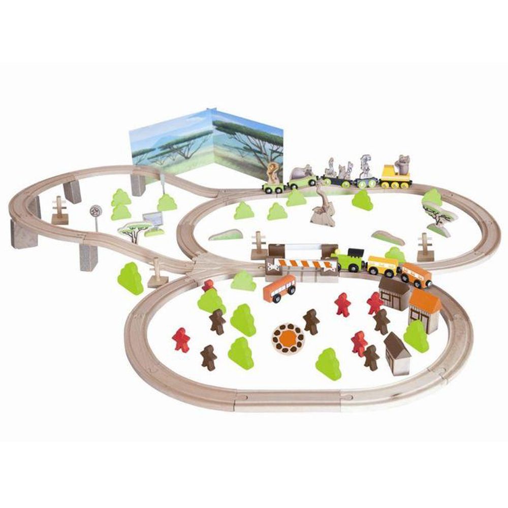 Woodyland, Дървено влакче с релси, 95 части, Африка