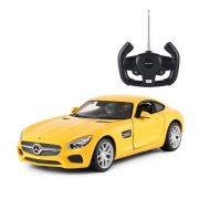 Кола с радио контрол, Mercedes AMG GT, 1:14, с ръчно отварящи се врати, жълт