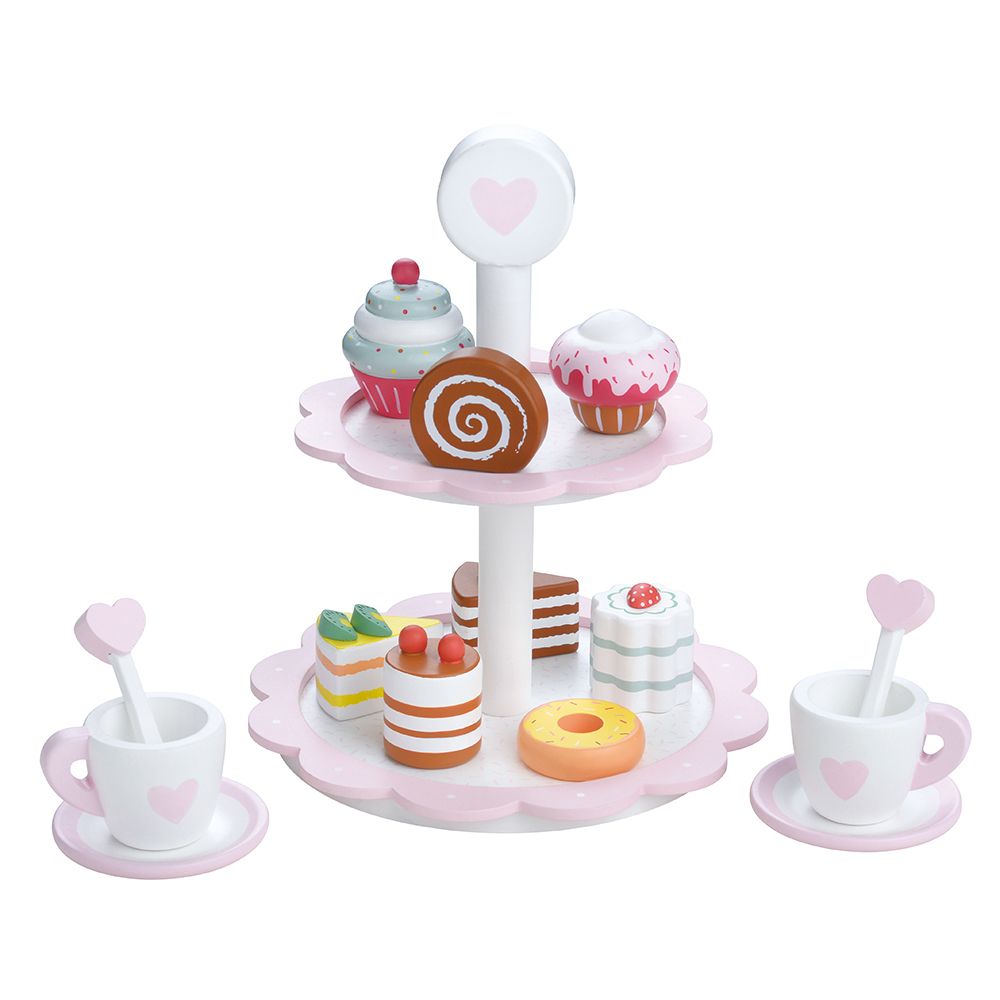 Lelin Toys, Комплект за игра, Сервиз за кафе за двама, с поднос за сладки