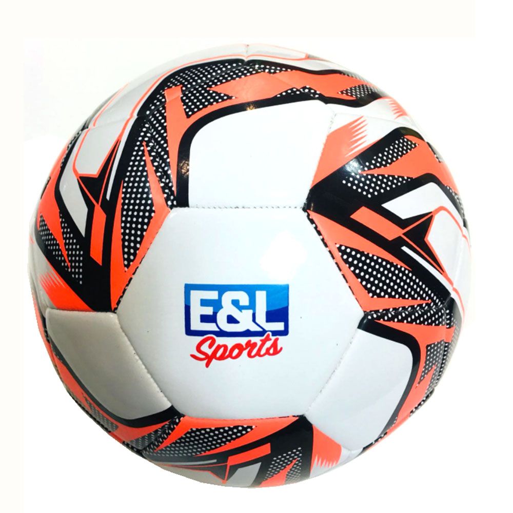 Футболна кожена топка, Champion, бял, оранжев