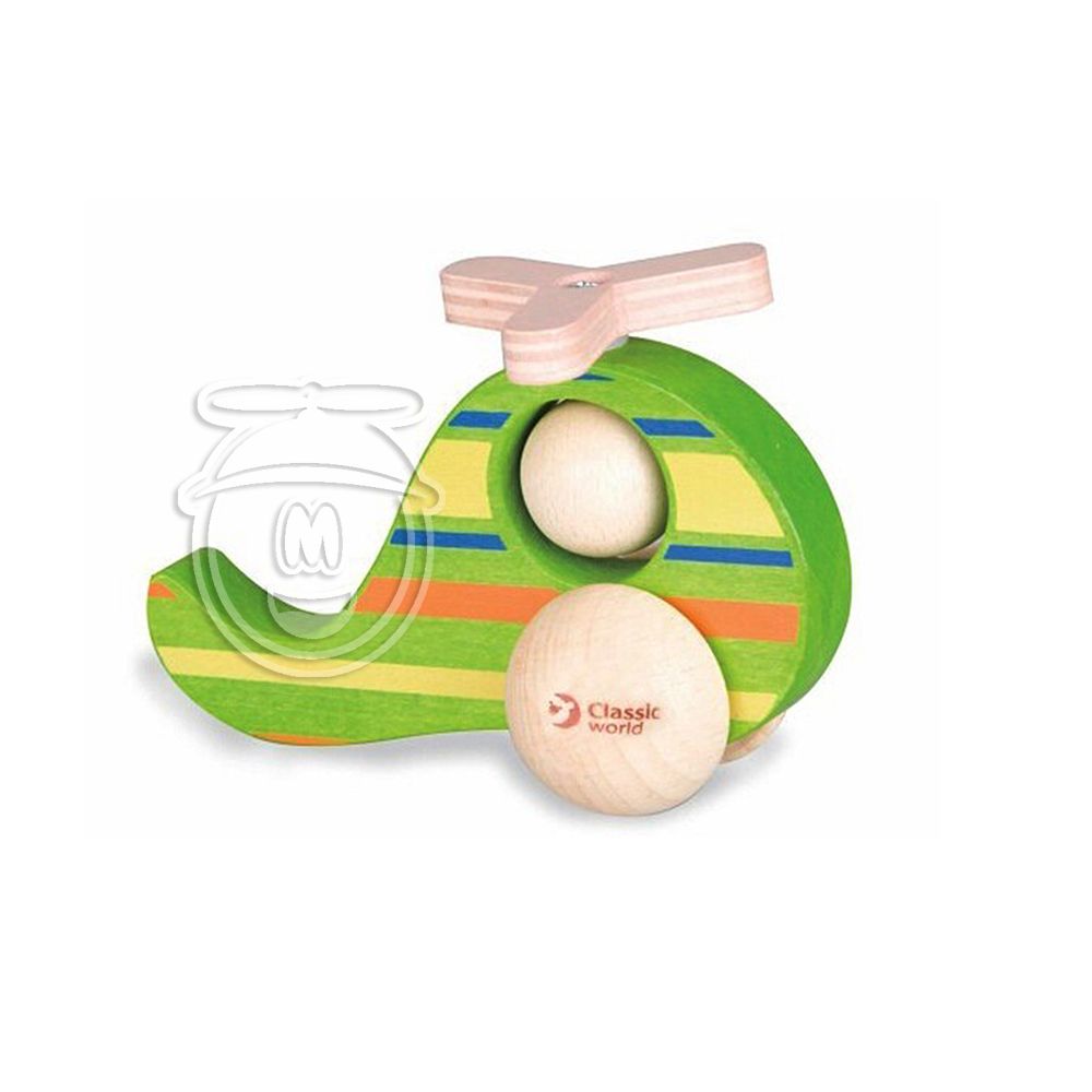 Classic world, Дървена играчка за бутане, Хеликоптерче