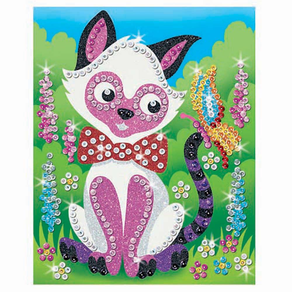 Изкуство с пайети и блестящ пясък, Коте