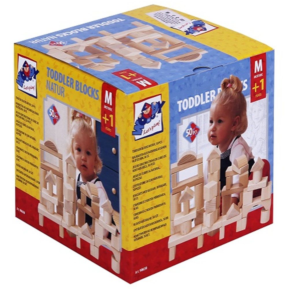Дървен конструктор натурален, 50 части
