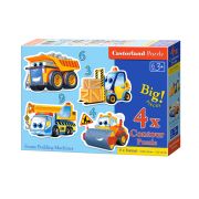 Забавни строителни машини, пъзел с 3, 4, 6 и 9 елемента