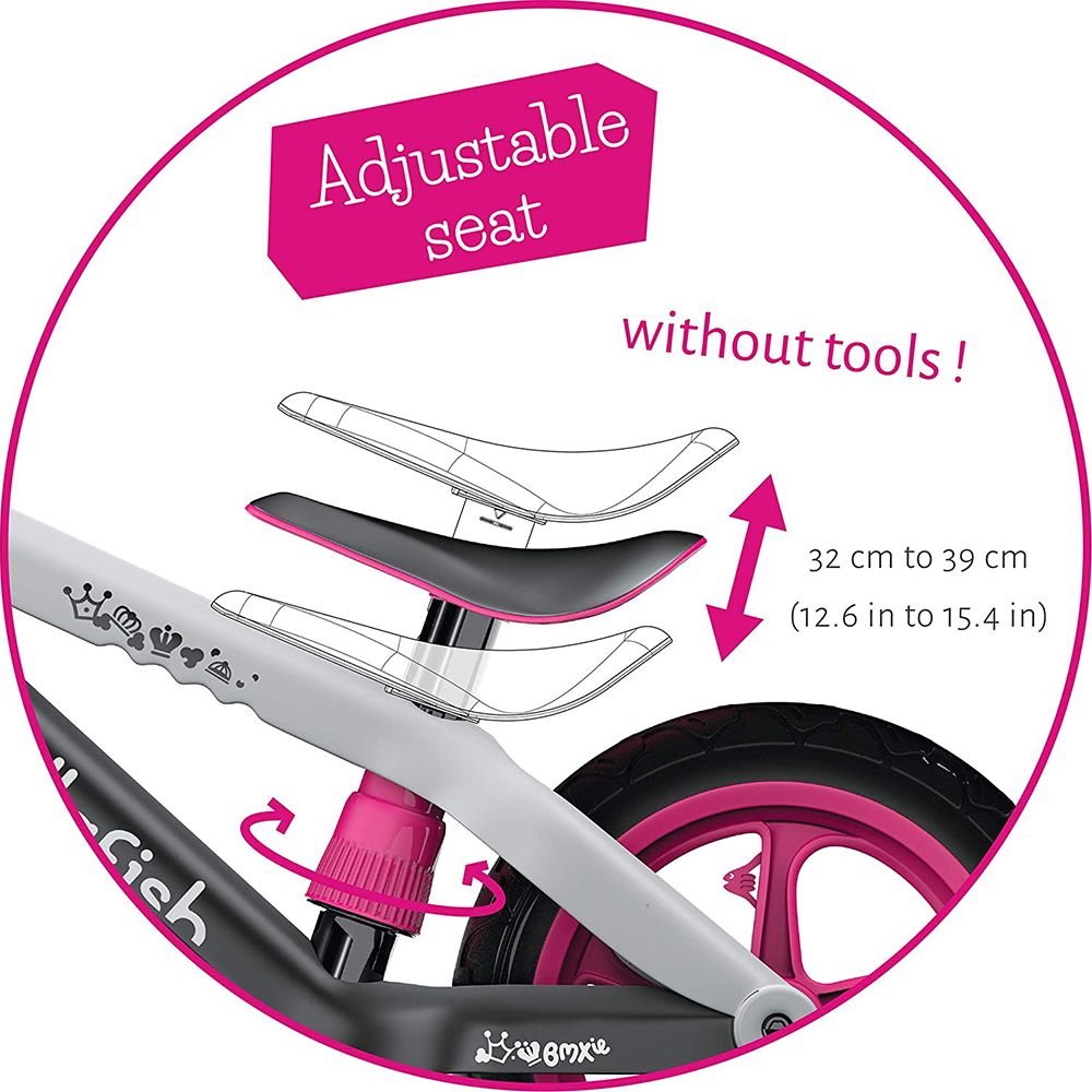 BMXie 02, колело за баланс, розово с черна рамка