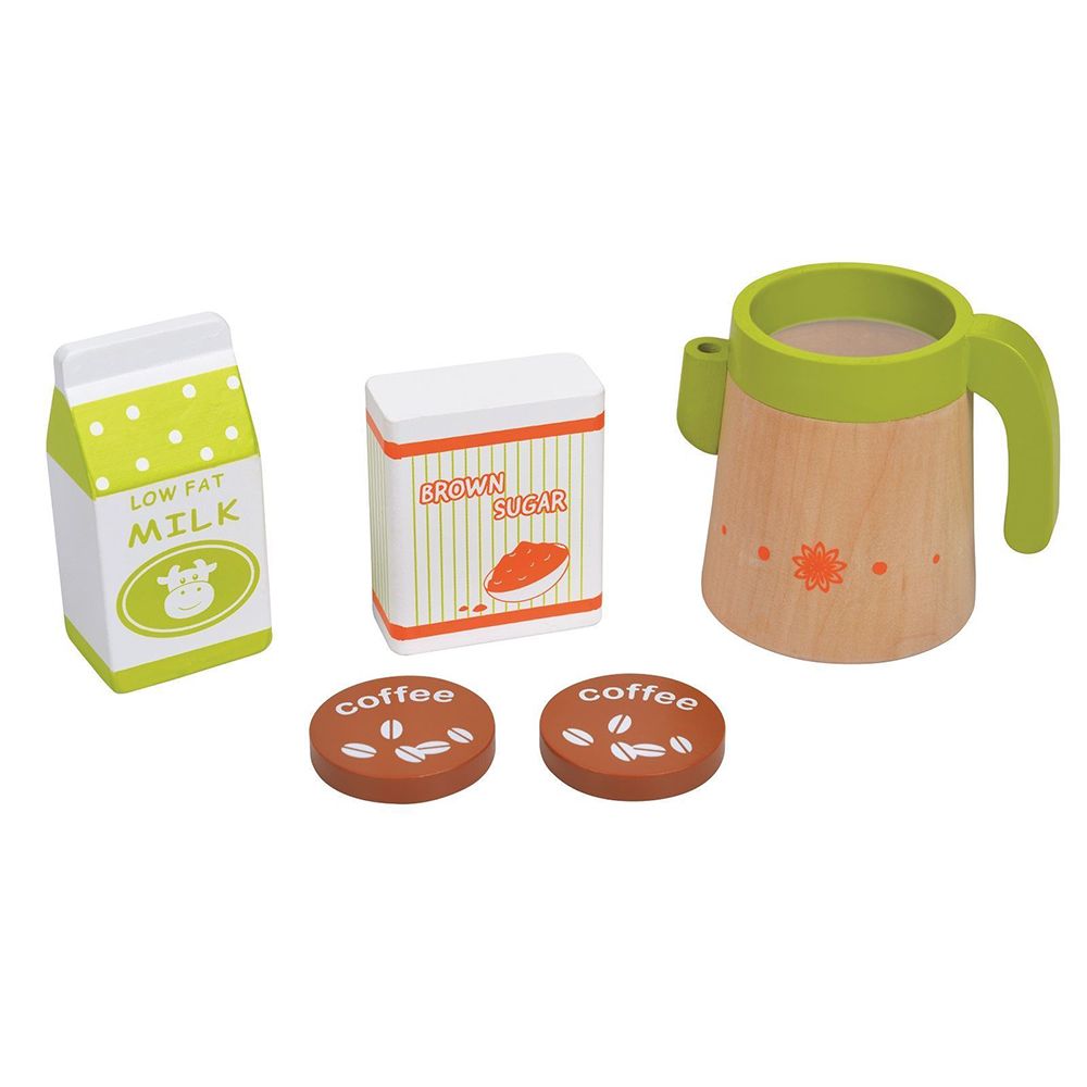 Дървена детска кафе машина с аксесоари