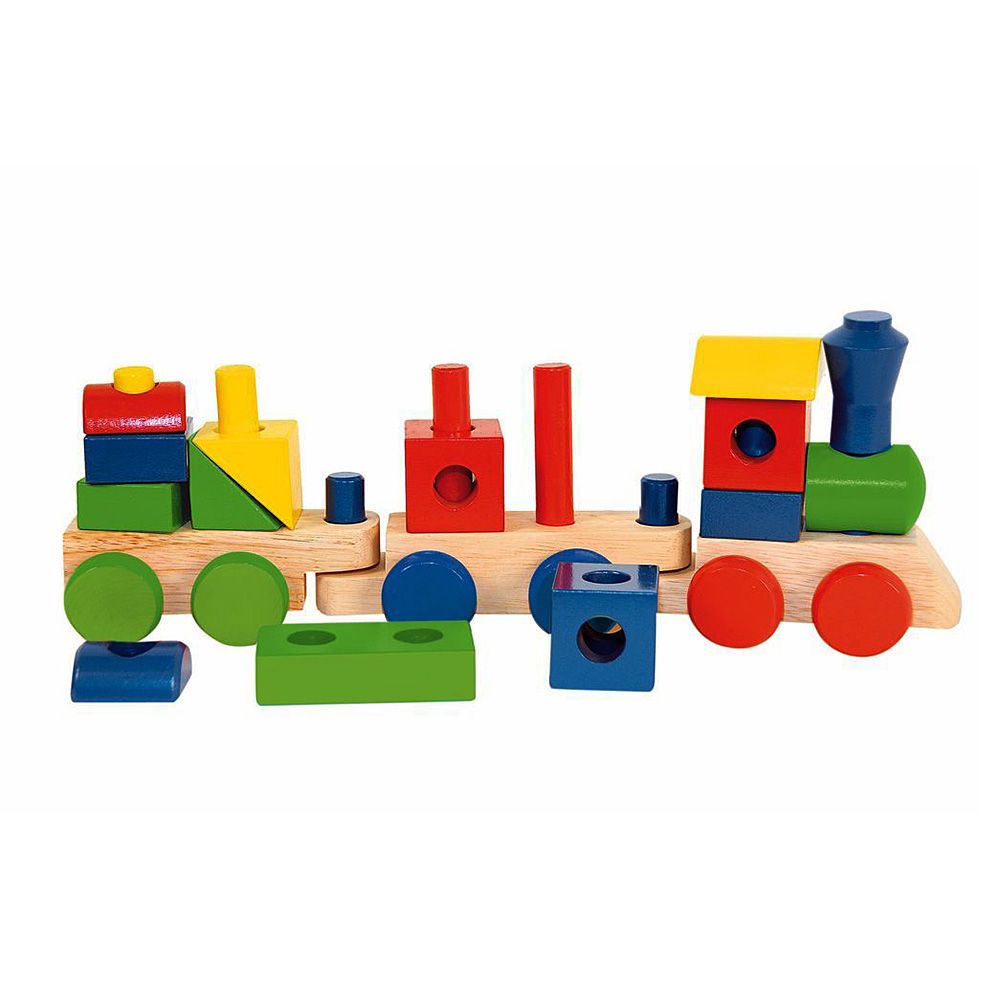 Дървен дидактически влак с 2 вагона