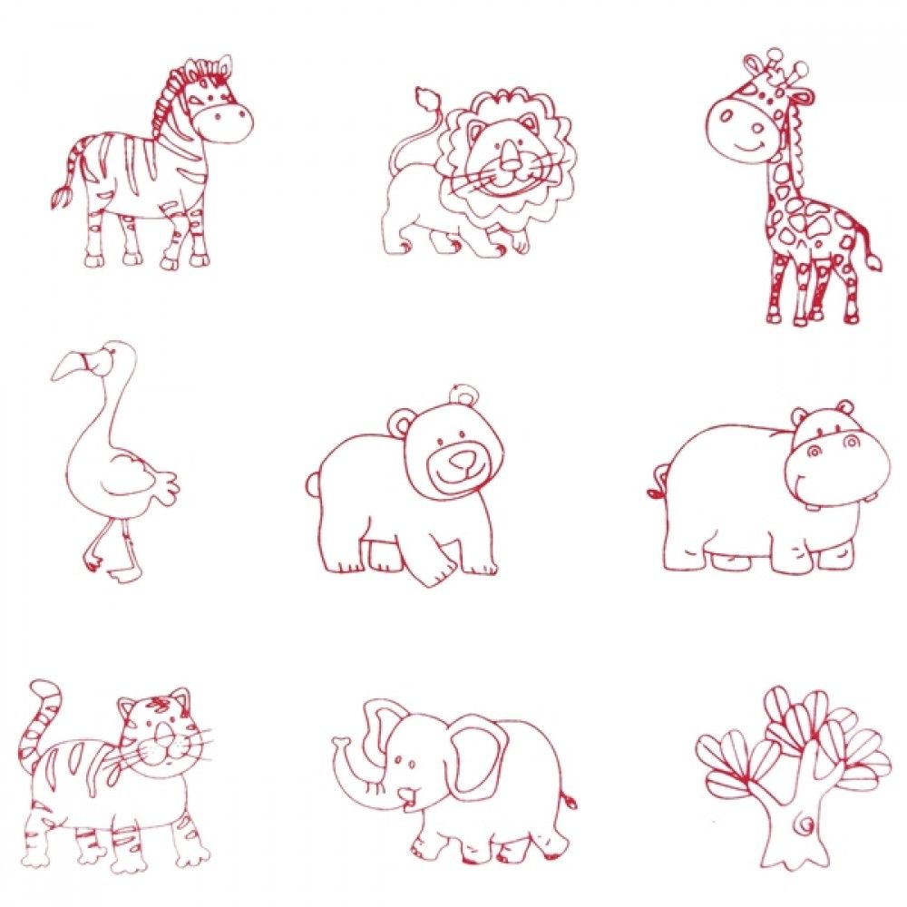 Дървен пъзел с печати, Африкански животни