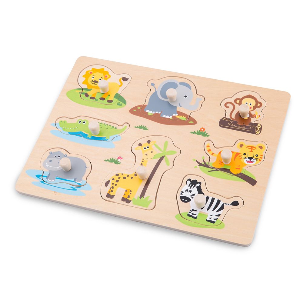 Дървен пъзел с дръжки, Джунгла, 8 елемента