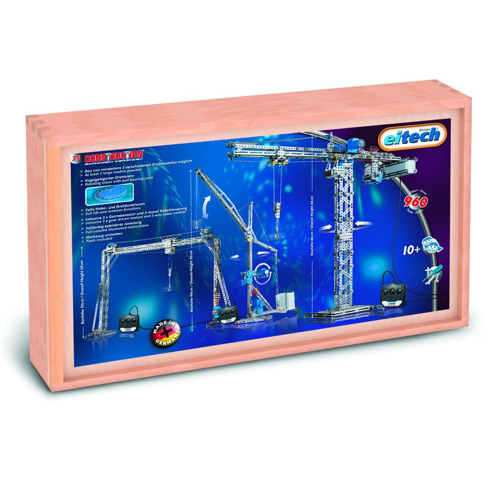 Eitech, Метален конструктор, Кран с мотор и управление - 3 модела, 960 части, по поръчка