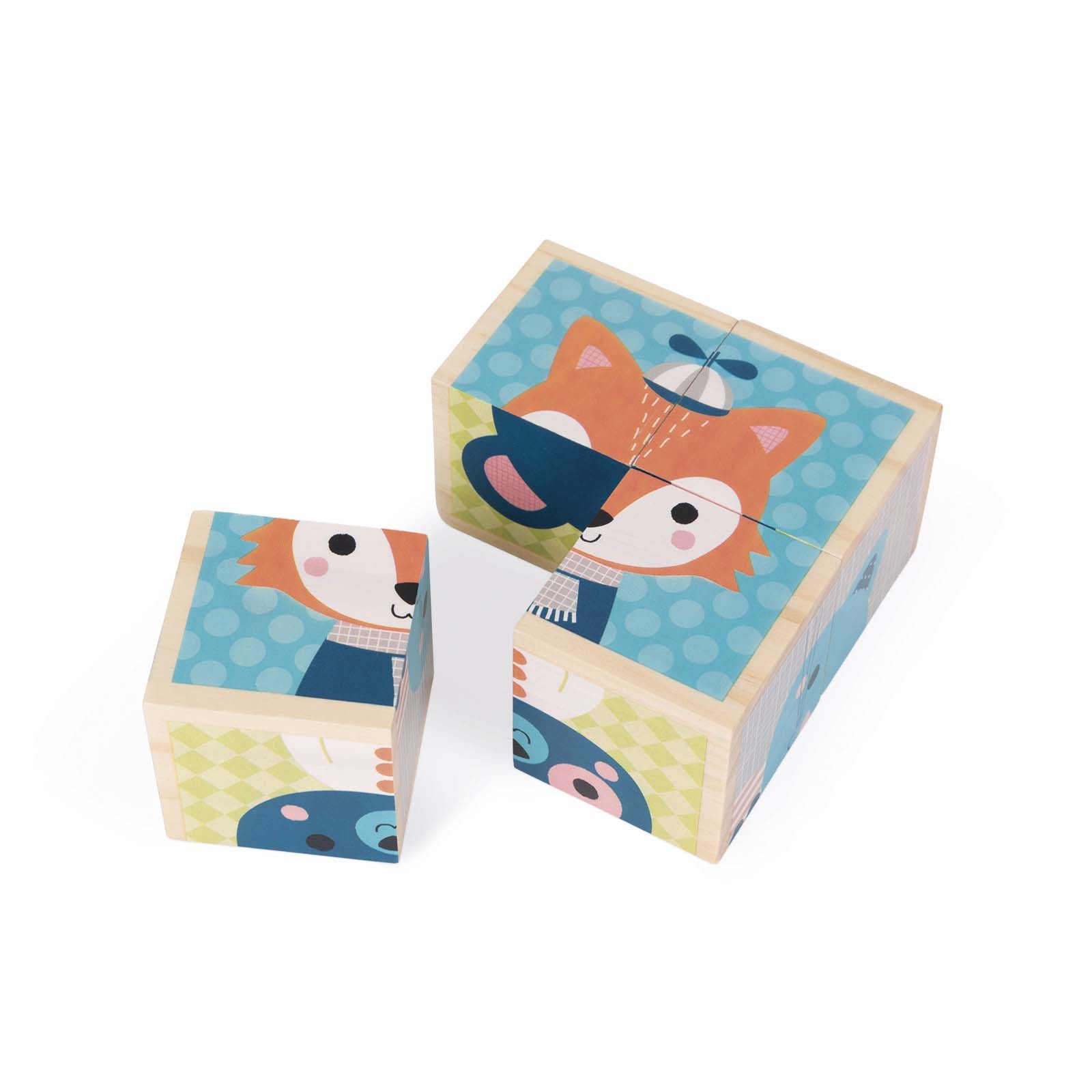 Дървени кубчета за най-малките, Животните в гората, 4 бр.