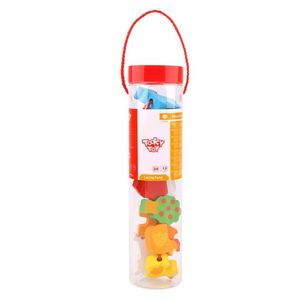 Комплект дървени фигурки за нанизване, Ферма