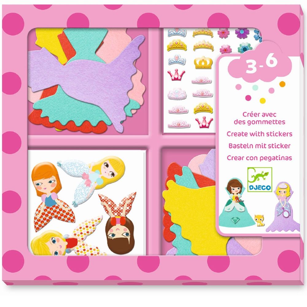 Djeco, Комплект стикери, Направи сам принцеси