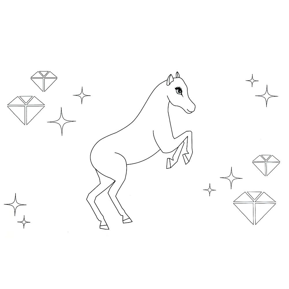 Книжка за рисуване със стикери и шаблони, Пони