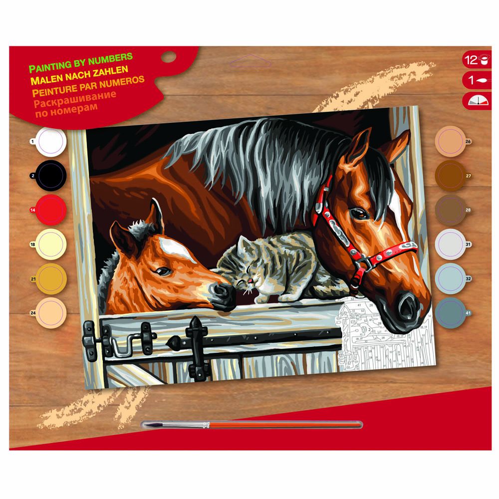 KSG crafts, Рисуване по номера, Приятели в конюшната, голям размер