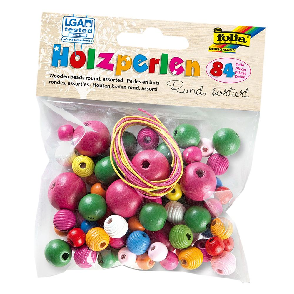 Folia Bringmann, Кръгли дървени мъниста, 84 бр.