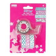 Блестящо декоративно тиксо WASHI TAPE, 4 броя с държач