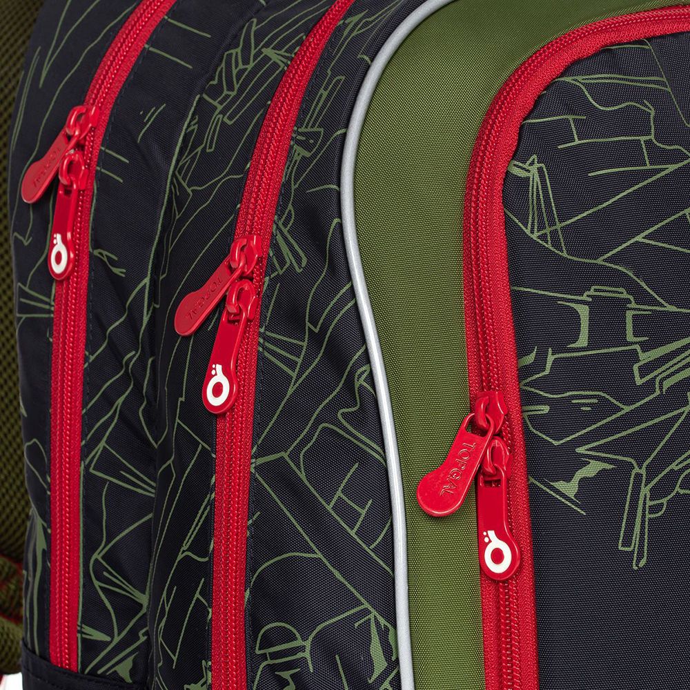 Анатомична ученическа раница, Драскано зелена