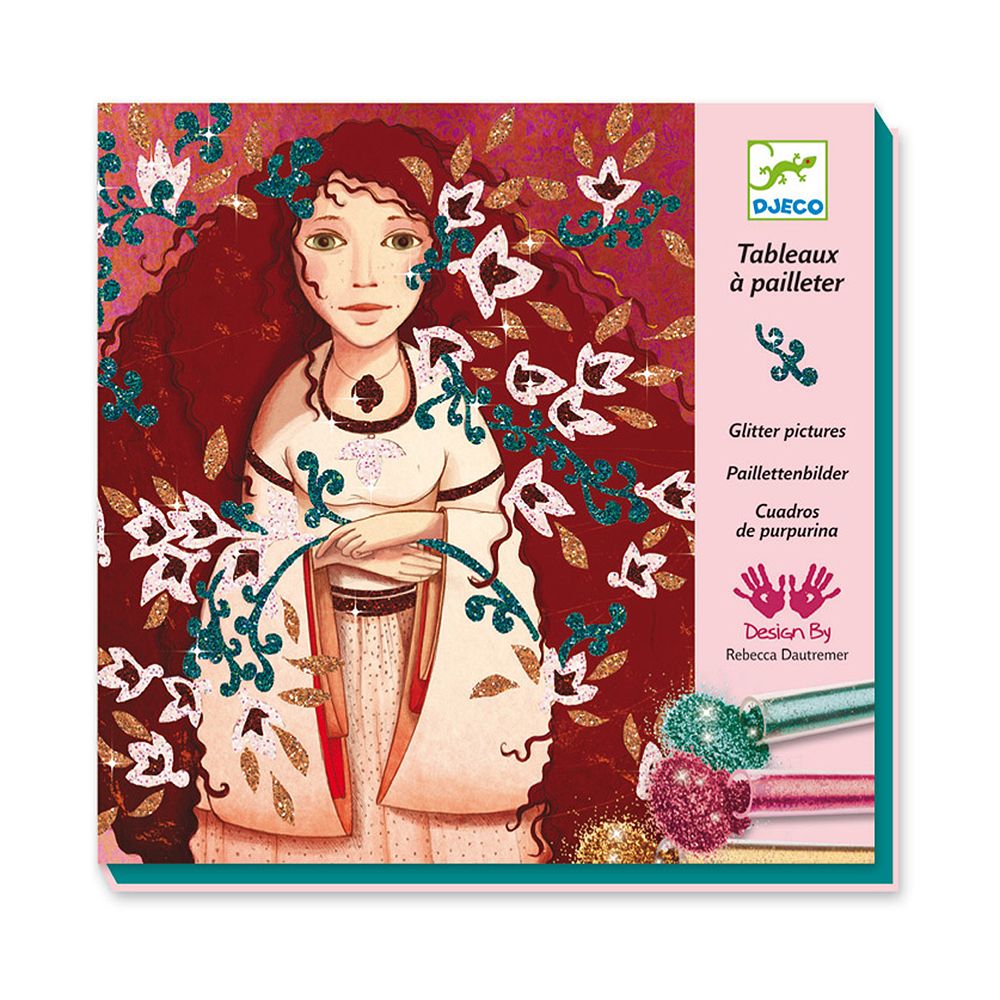 Djeco, Комплект за рисуване с брокат, Злато и коприна