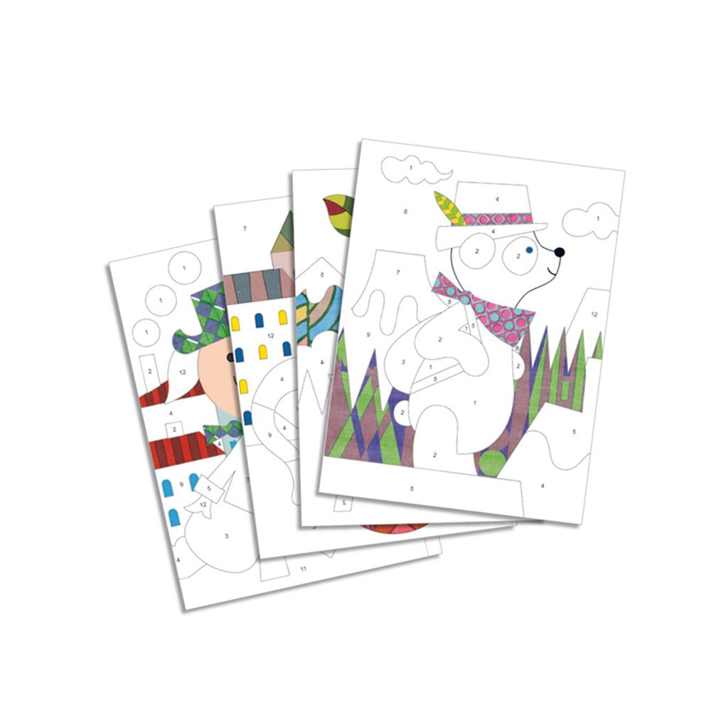 Творчески комплект за рисуване с цветен пясък, Панда и приятели