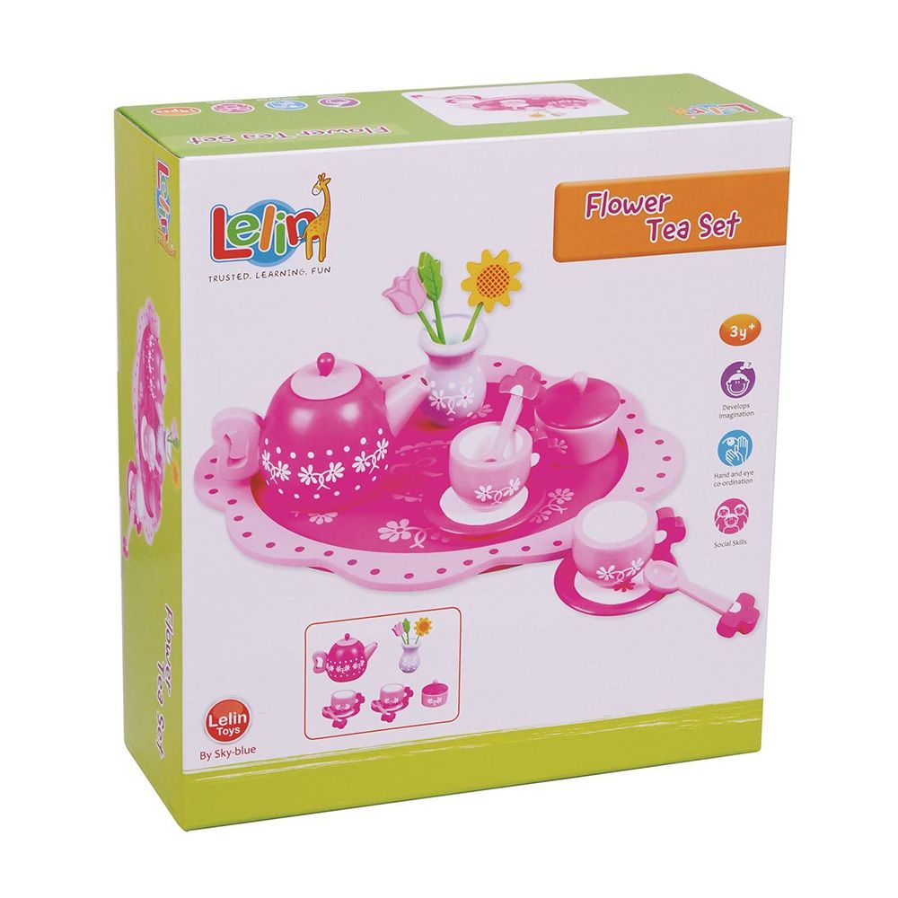 Дървен сервиз за чай, Цветя