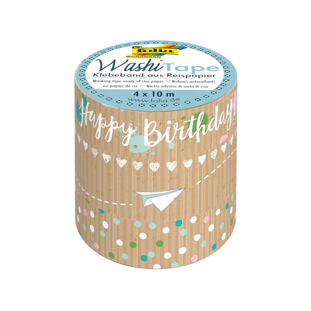 Folia Bringmann, Tиксо WASHI TAPE, крафт хартия, Рожден ден II