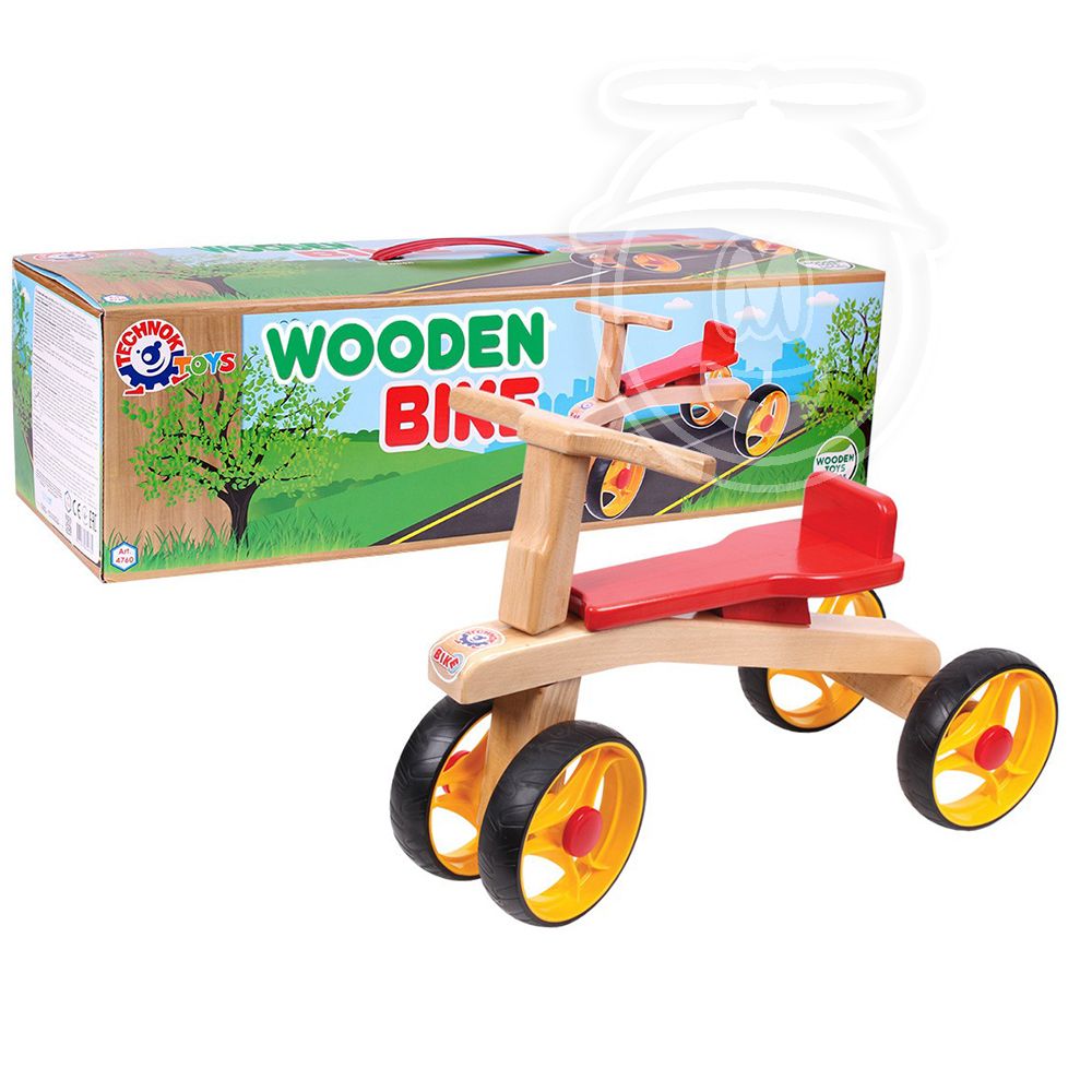 Дървено колело без педали, за бутане с краченца