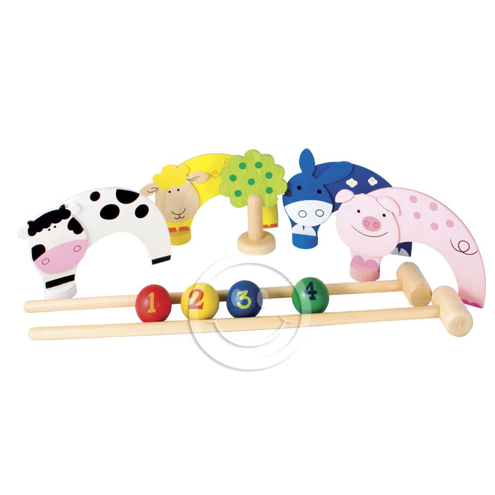 BIGJIGS, Дървенa игра с цветни топки, Крокет