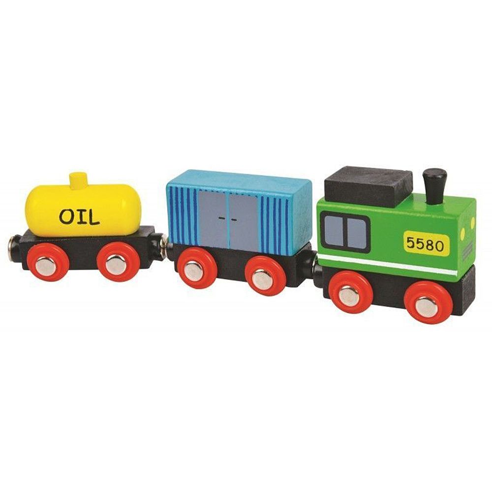 Дървен влак с релси и виадукт, 50 части