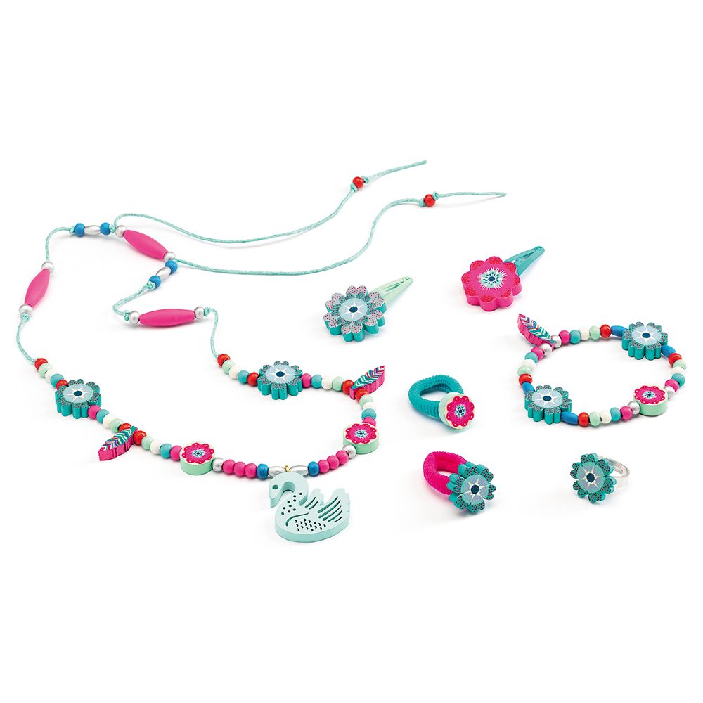 Комплект дървени бижута, Лебед