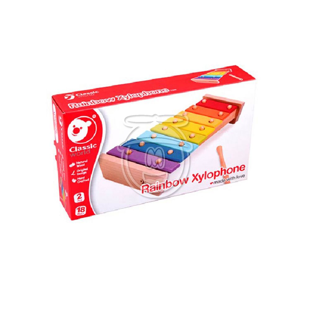 Дървен ксилофон в цветовете на дъгата