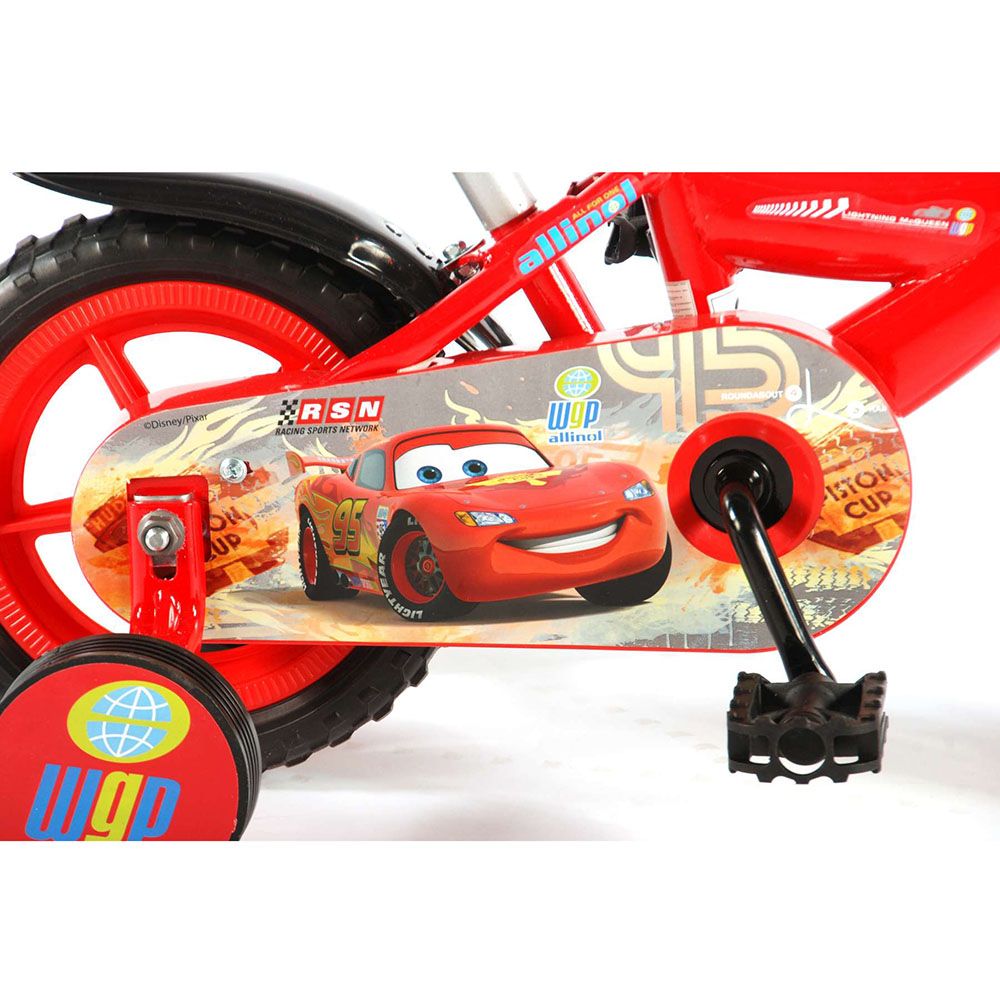 Велосипед с родителски контрол и помощни колела, Disney Cars, 10 инча