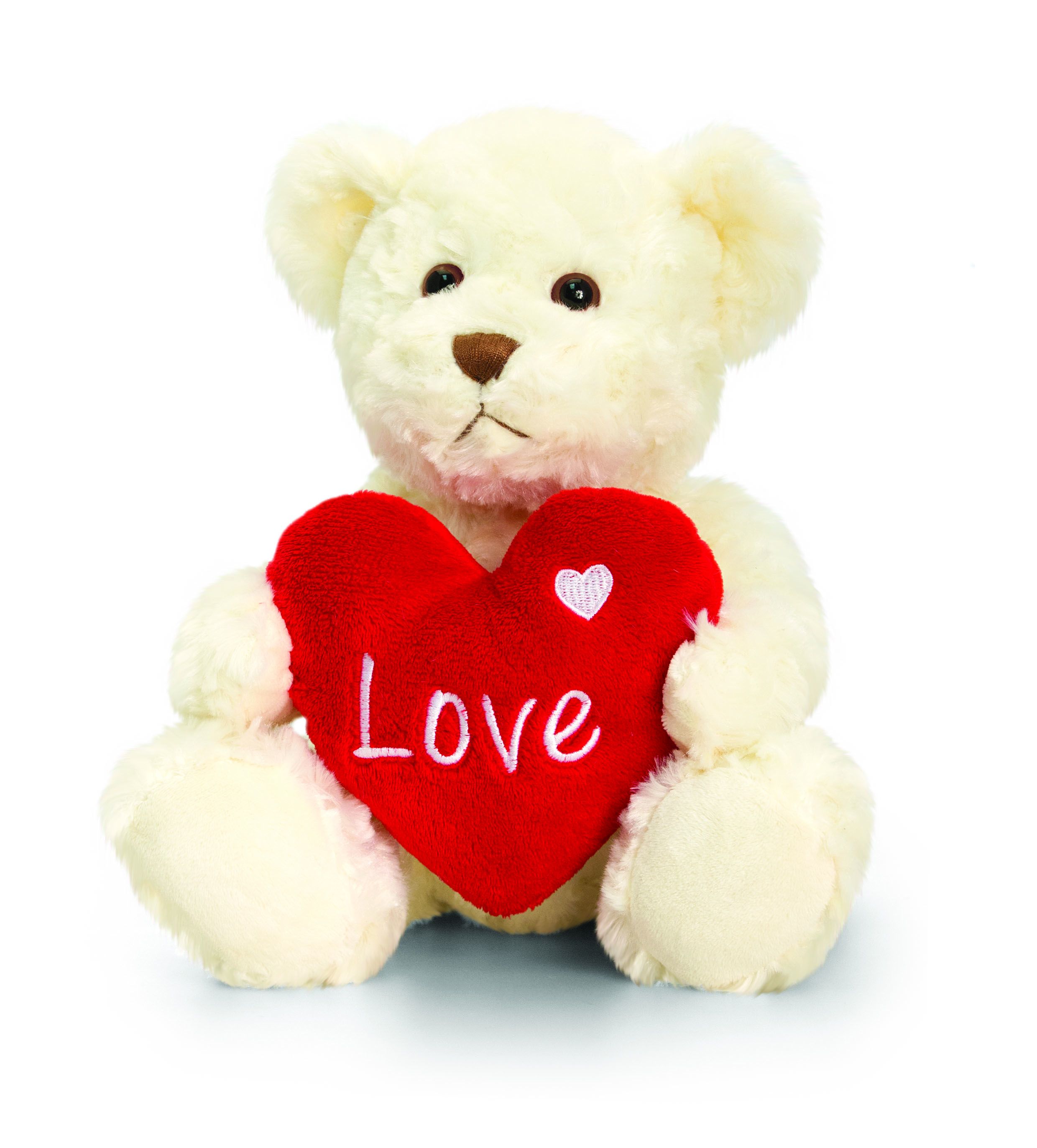 За влюбени, Мече Бакстър със сърце, бяло, 25 см, Keel Toys